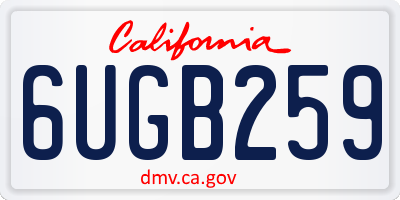 CA license plate 6UGB259