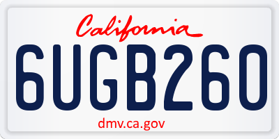CA license plate 6UGB260
