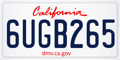 CA license plate 6UGB265