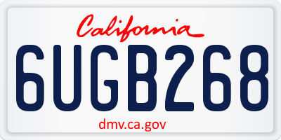 CA license plate 6UGB268