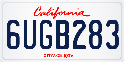 CA license plate 6UGB283