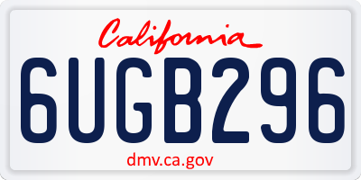 CA license plate 6UGB296