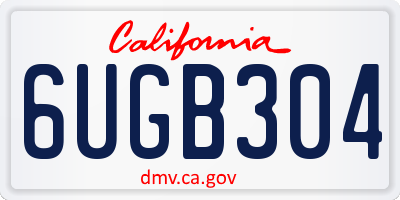 CA license plate 6UGB304