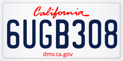 CA license plate 6UGB308