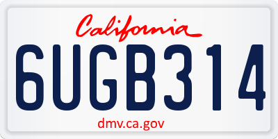 CA license plate 6UGB314