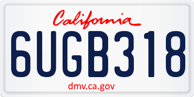 CA license plate 6UGB318