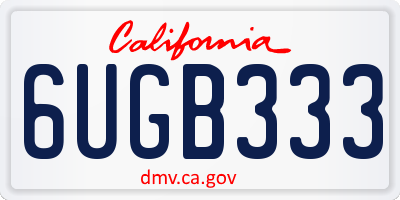 CA license plate 6UGB333