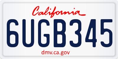 CA license plate 6UGB345