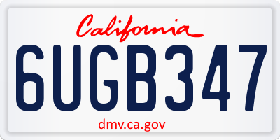 CA license plate 6UGB347