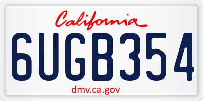 CA license plate 6UGB354