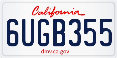 CA license plate 6UGB355