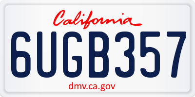 CA license plate 6UGB357