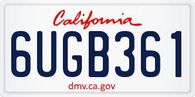 CA license plate 6UGB361