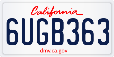 CA license plate 6UGB363