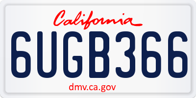 CA license plate 6UGB366