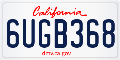 CA license plate 6UGB368