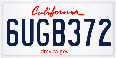 CA license plate 6UGB372