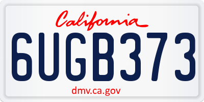 CA license plate 6UGB373