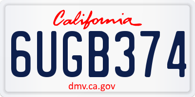 CA license plate 6UGB374