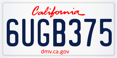 CA license plate 6UGB375