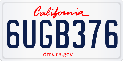 CA license plate 6UGB376