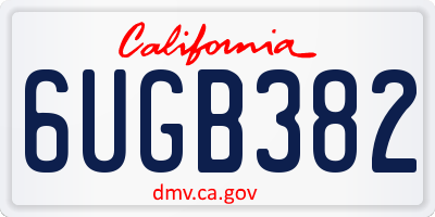 CA license plate 6UGB382