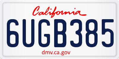 CA license plate 6UGB385