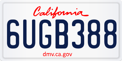 CA license plate 6UGB388