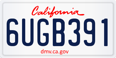 CA license plate 6UGB391