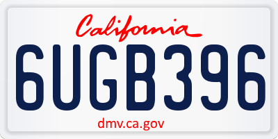 CA license plate 6UGB396