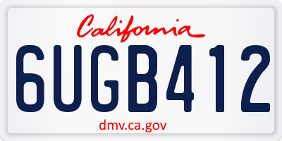 CA license plate 6UGB412