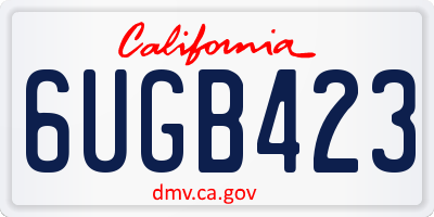 CA license plate 6UGB423