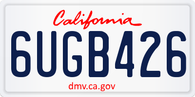 CA license plate 6UGB426