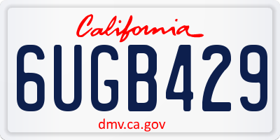 CA license plate 6UGB429