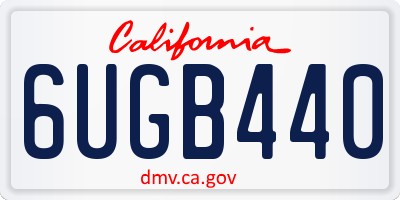 CA license plate 6UGB440