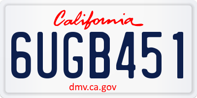 CA license plate 6UGB451