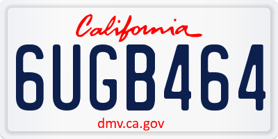 CA license plate 6UGB464