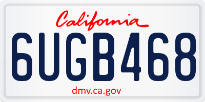 CA license plate 6UGB468