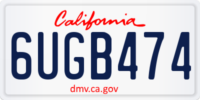 CA license plate 6UGB474