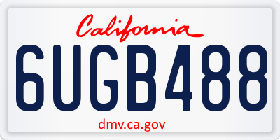 CA license plate 6UGB488