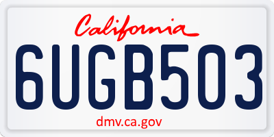 CA license plate 6UGB503