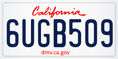 CA license plate 6UGB509