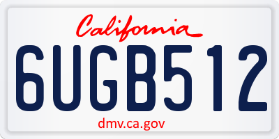 CA license plate 6UGB512
