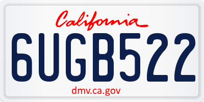 CA license plate 6UGB522