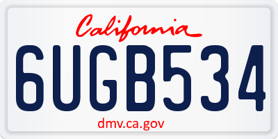 CA license plate 6UGB534