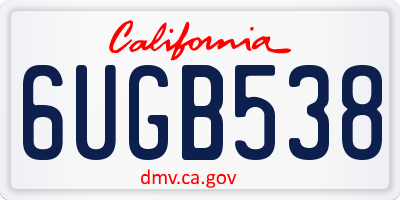 CA license plate 6UGB538