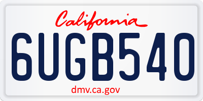 CA license plate 6UGB540