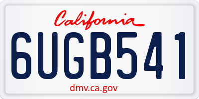 CA license plate 6UGB541