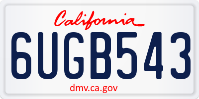 CA license plate 6UGB543