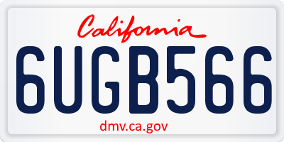 CA license plate 6UGB566